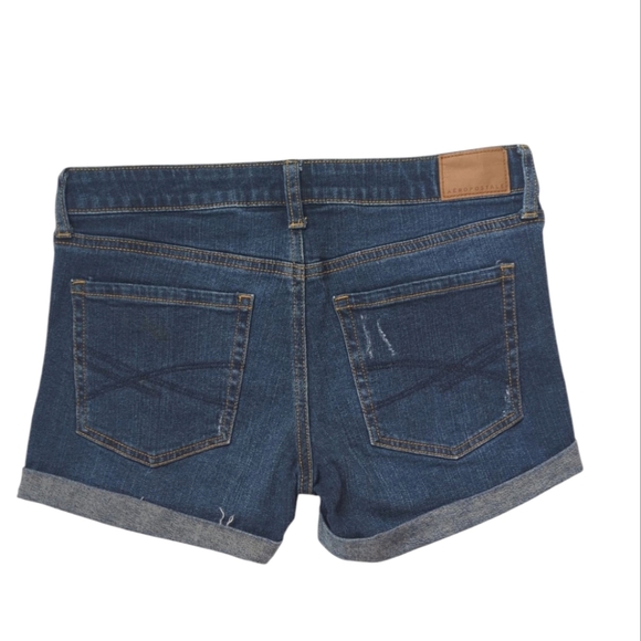 Aeropostale Midi Distressed Ripped Cuffed Denim Jean Shorts 4 Pockets - Picture 7 of 14
